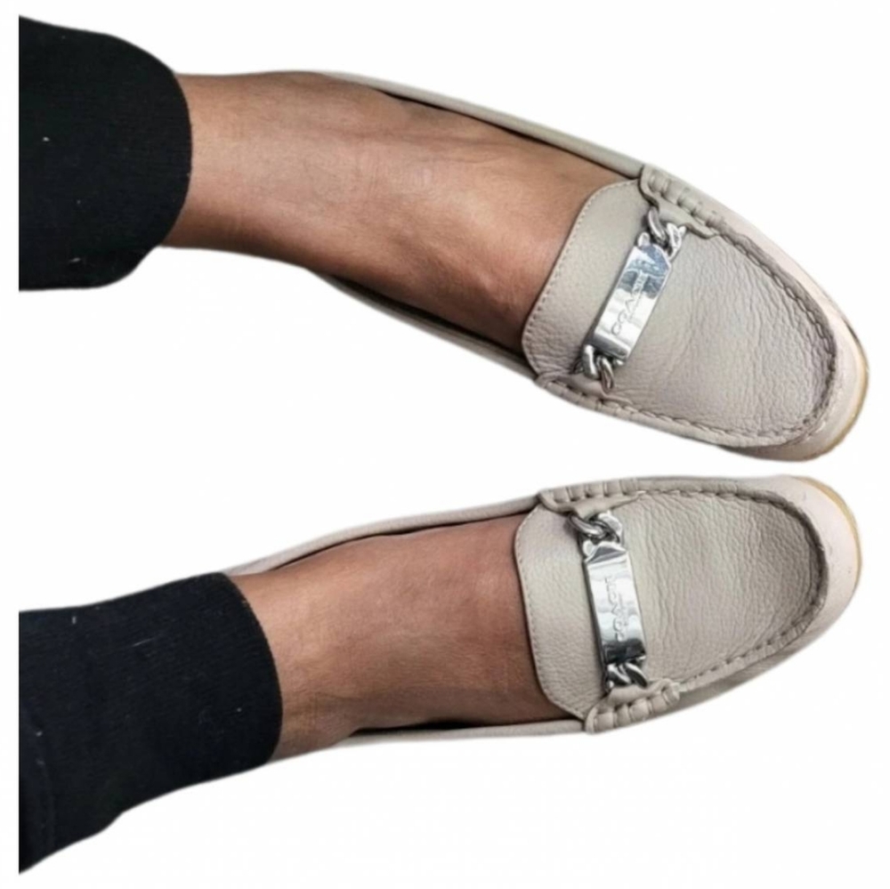 Coach Beige Loafers with Metallic Detail